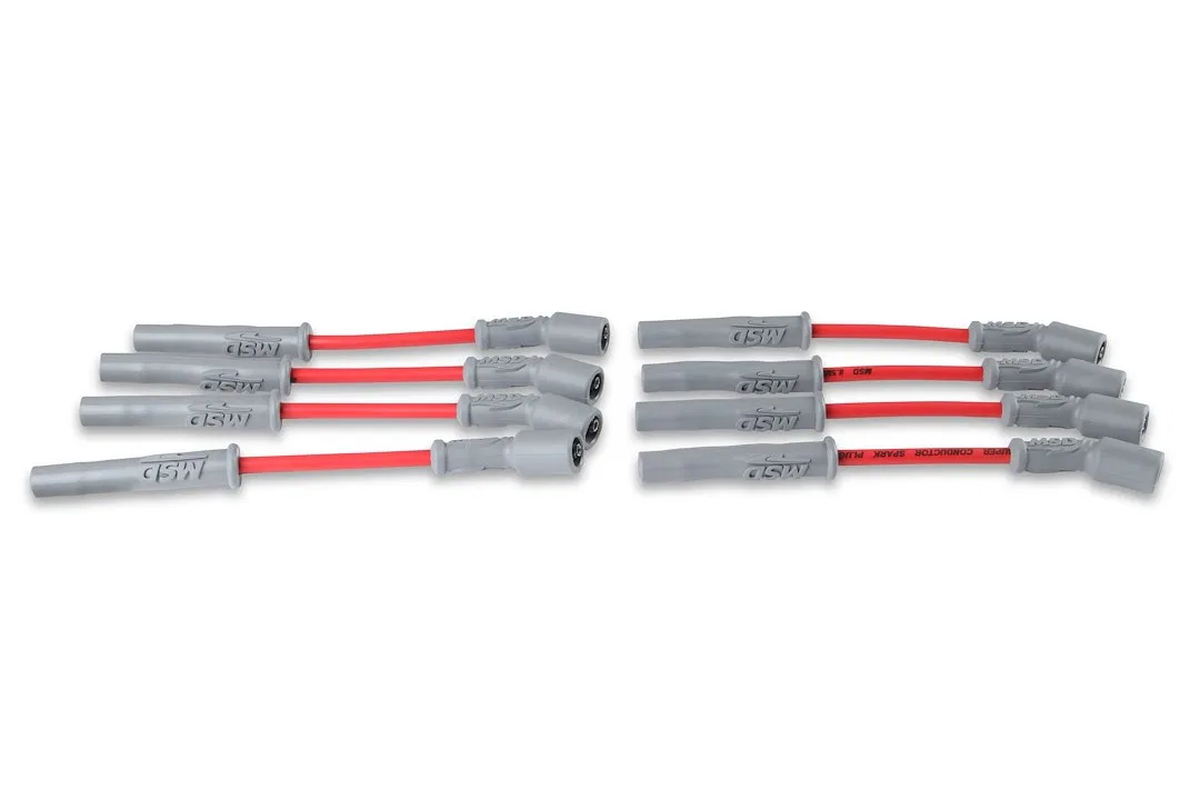 33829 – MSD CO. Spark Plug Wire Set, Pre Assembled Red 8-1/2 Millimeter Silicone and Synthetic Helically Wound Copper...